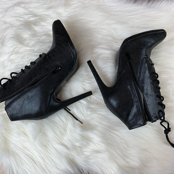 Qupid Lace-up Stiletto Bootie - Picture 3 of 8